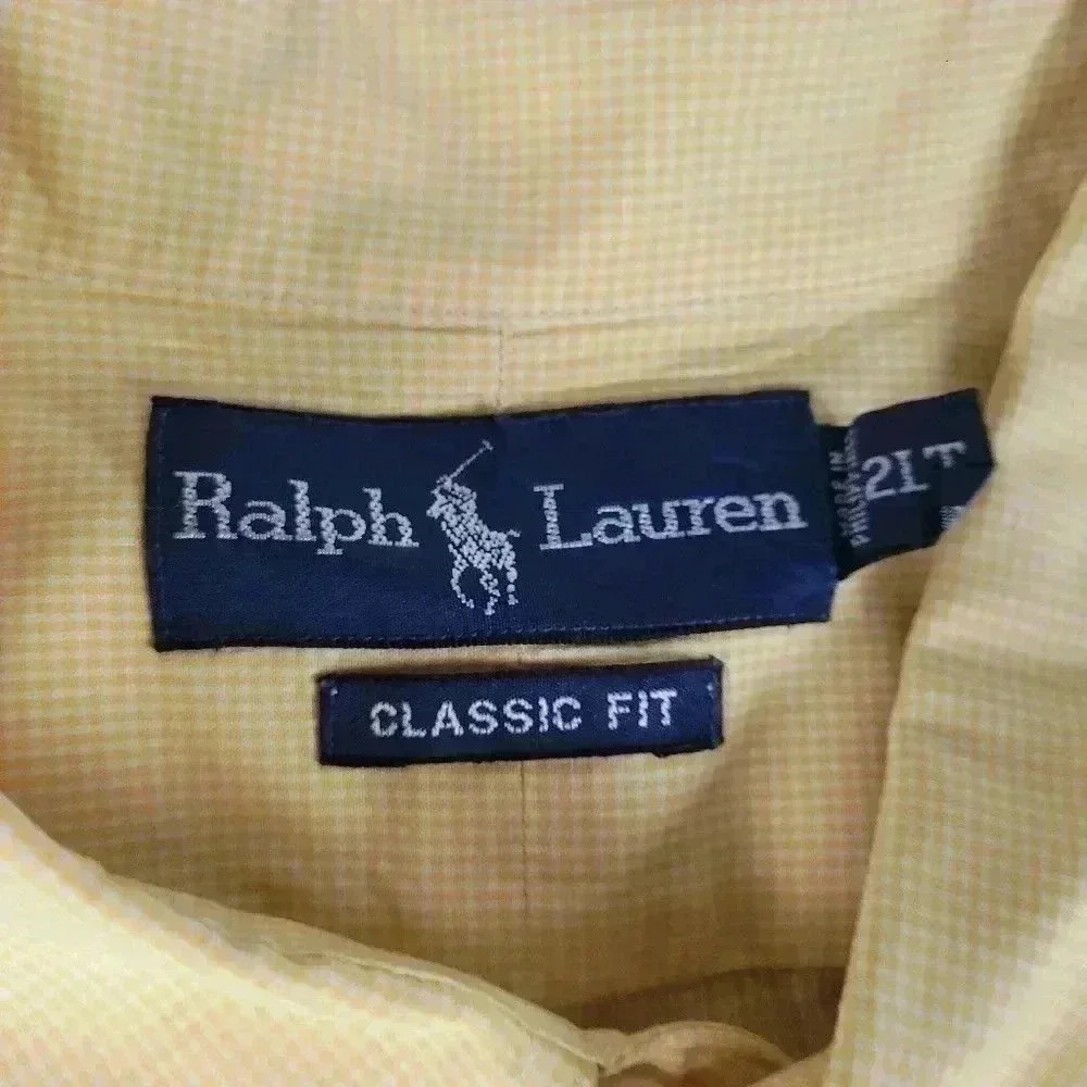 Polo Ralph Lauren Shirt Mens 2XLT Button Up Classic Fit Yellow Blue Pony - Picture 3 of 8